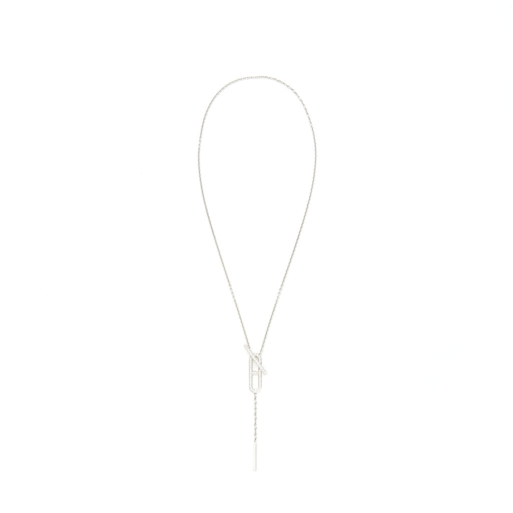 HERMES EVER CHAIN D'ANCRE NECKLACE, SMALL MODEL, 18K WHITE GOLD WITH DIMOND