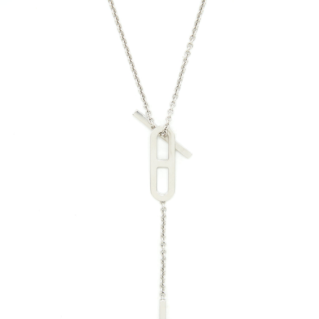 HERMES EVER CHAIN D'ANCRE NECKLACE, SMALL MODEL, 18K WHITE GOLD WITH DIMOND