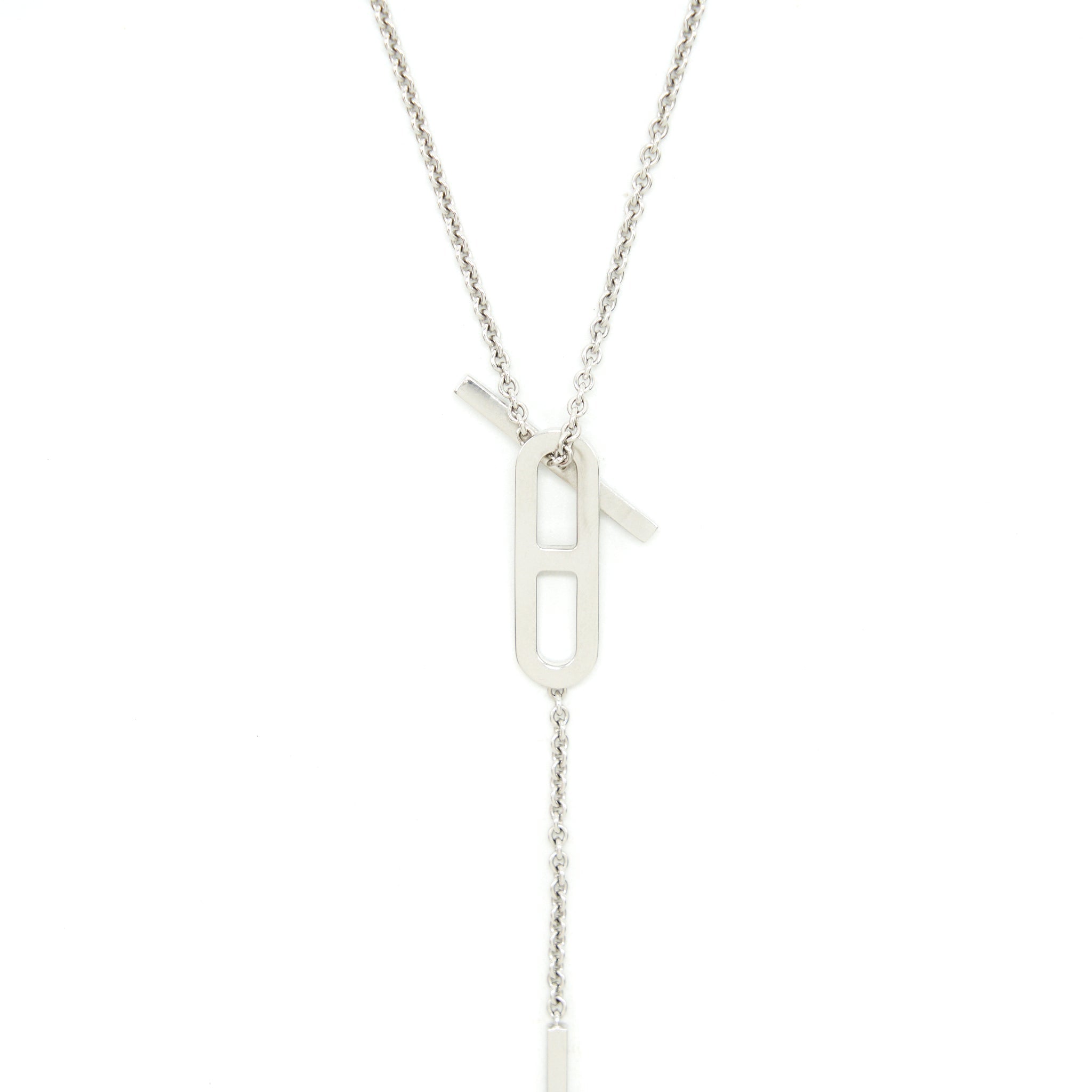 HERMES EVER CHAIN D'ANCRE NECKLACE, SMALL MODEL, 18K WHITE GOLD WITH DIMOND