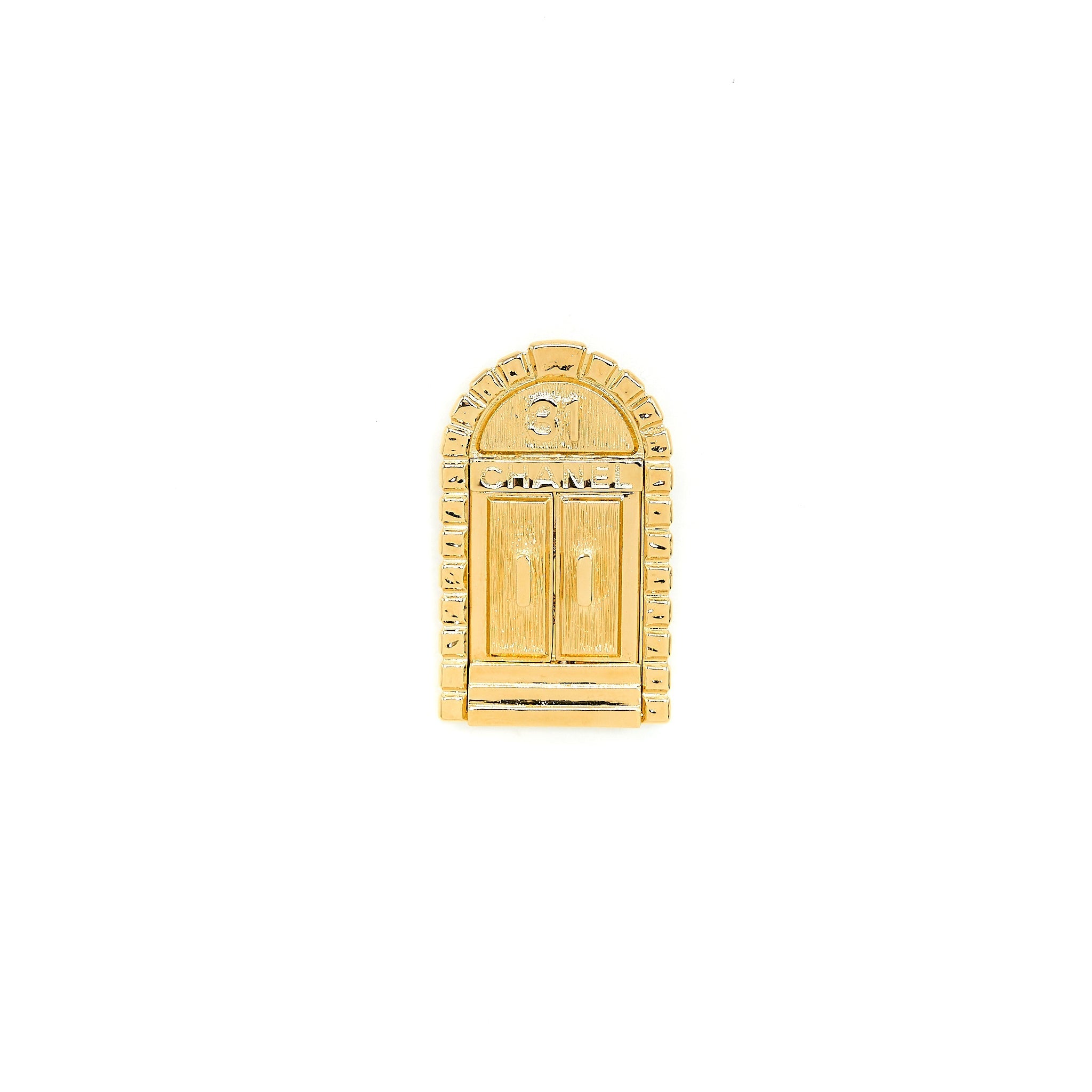 CHANEL 31 DOORPLATE DOOR BROOCH GOLD TONE
