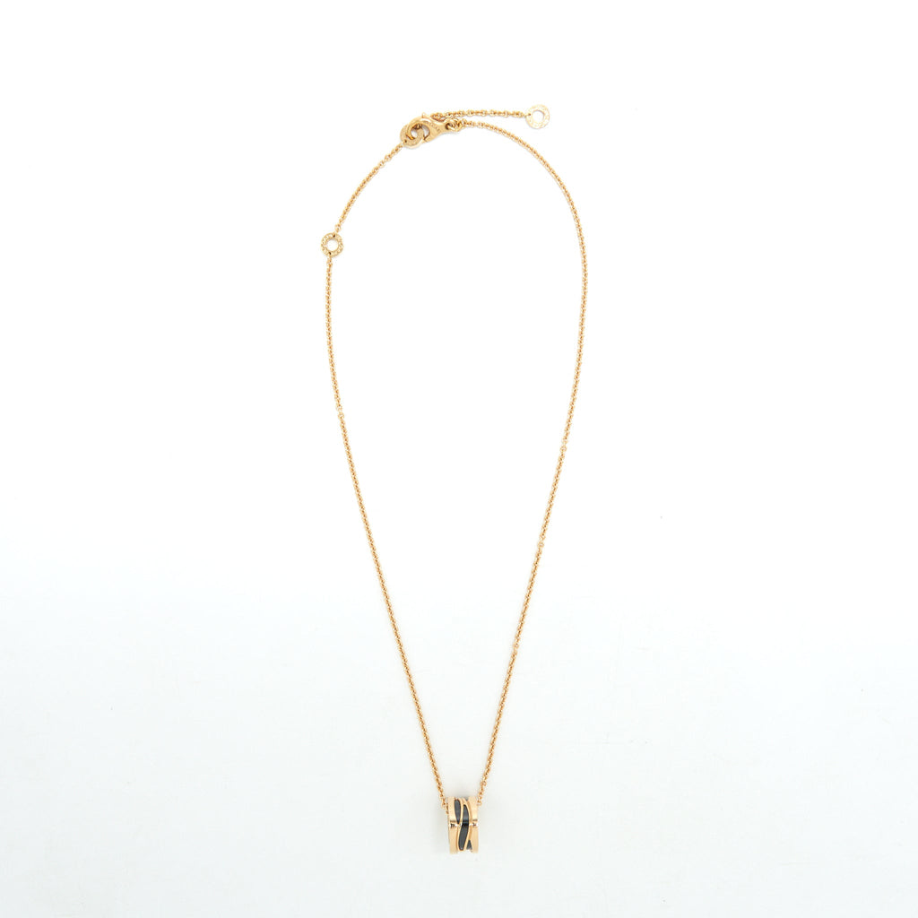 BVLGARI B.ZERO NECKLACE PINK GOLD BLACK CERAMIC