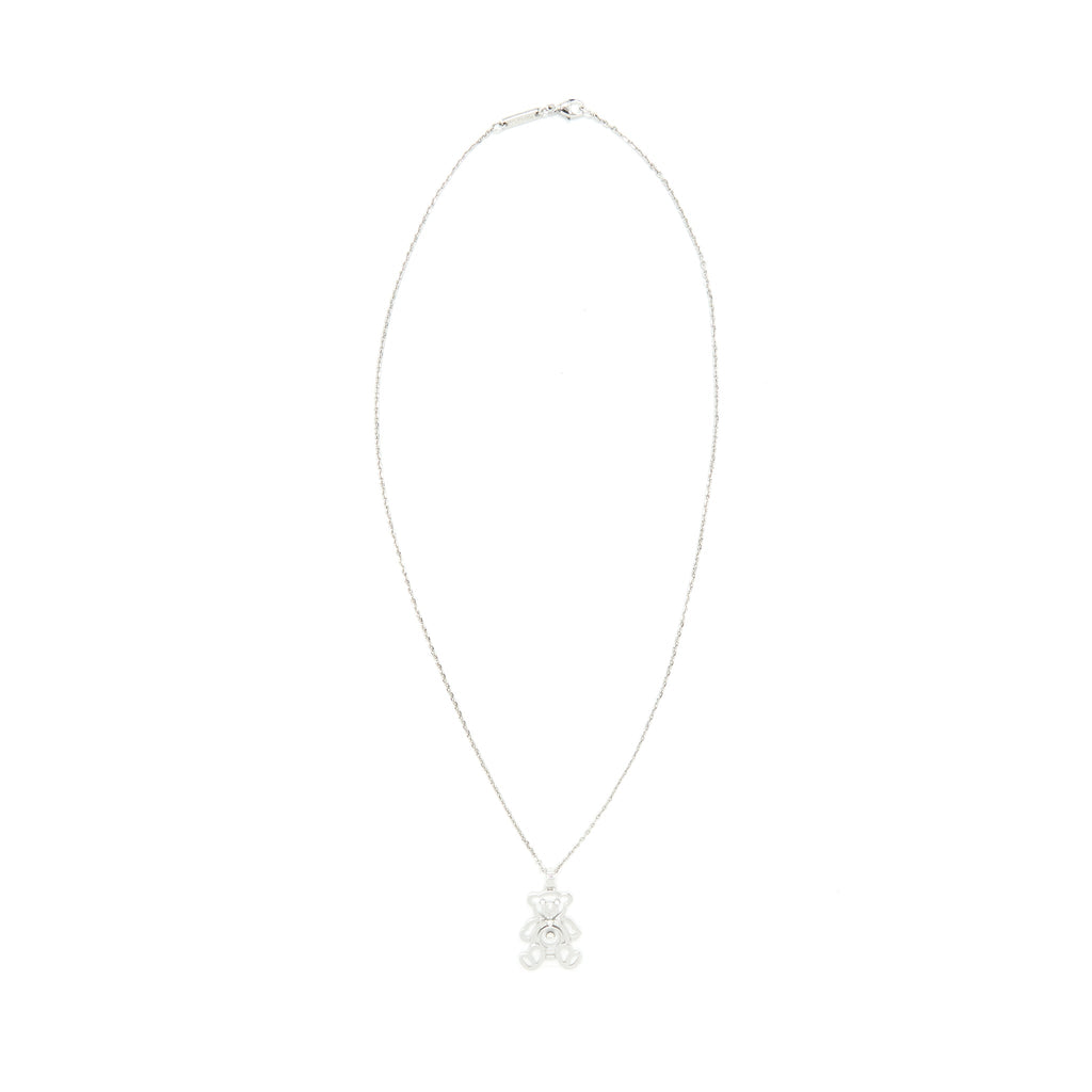 CHOPARD HAPPY DIAMONDS TEDDY BEAR PENDANT NECKLACE IN WHITE GOLD