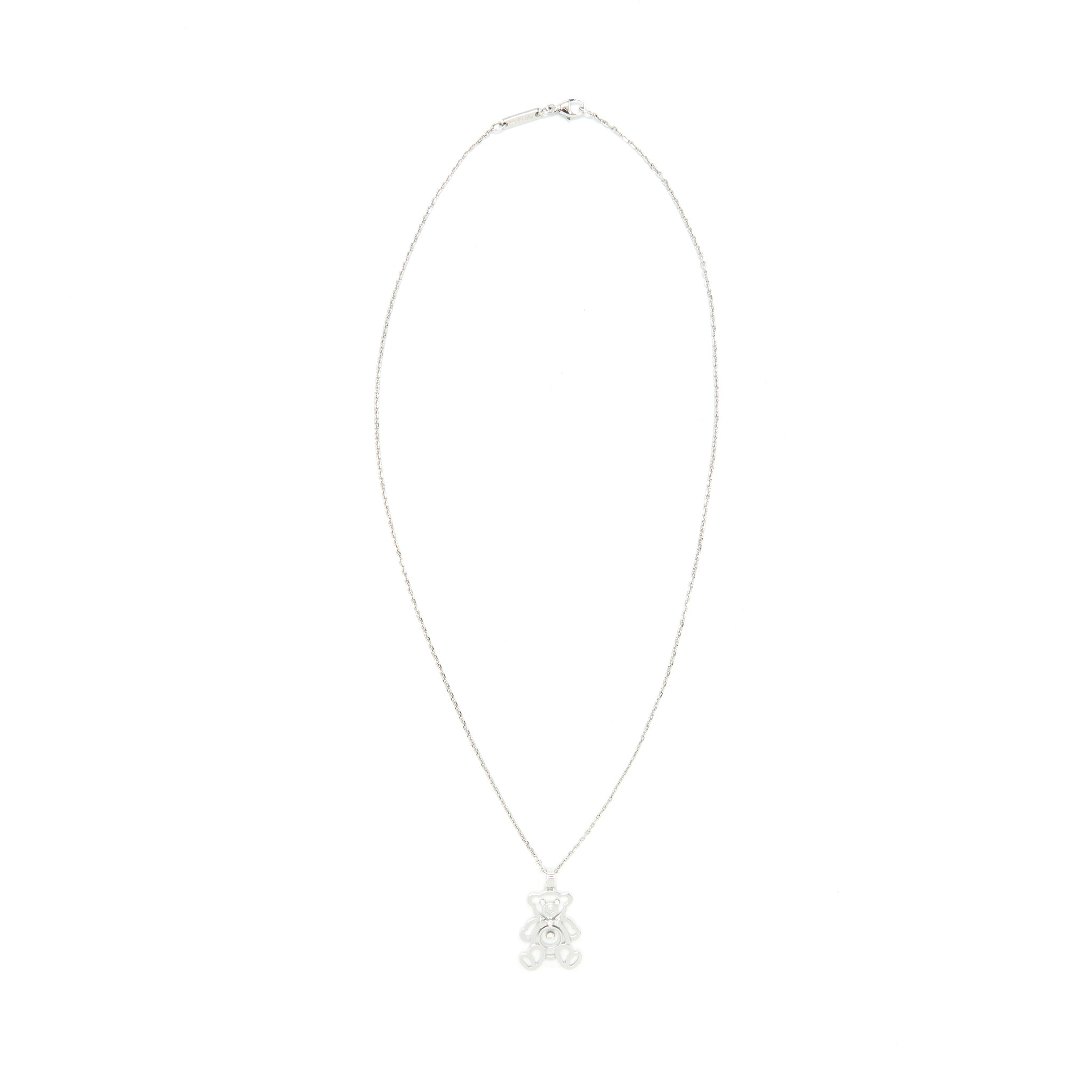 CHOPARD HAPPY DIAMONDS TEDDY BEAR PENDANT NECKLACE IN WHITE GOLD