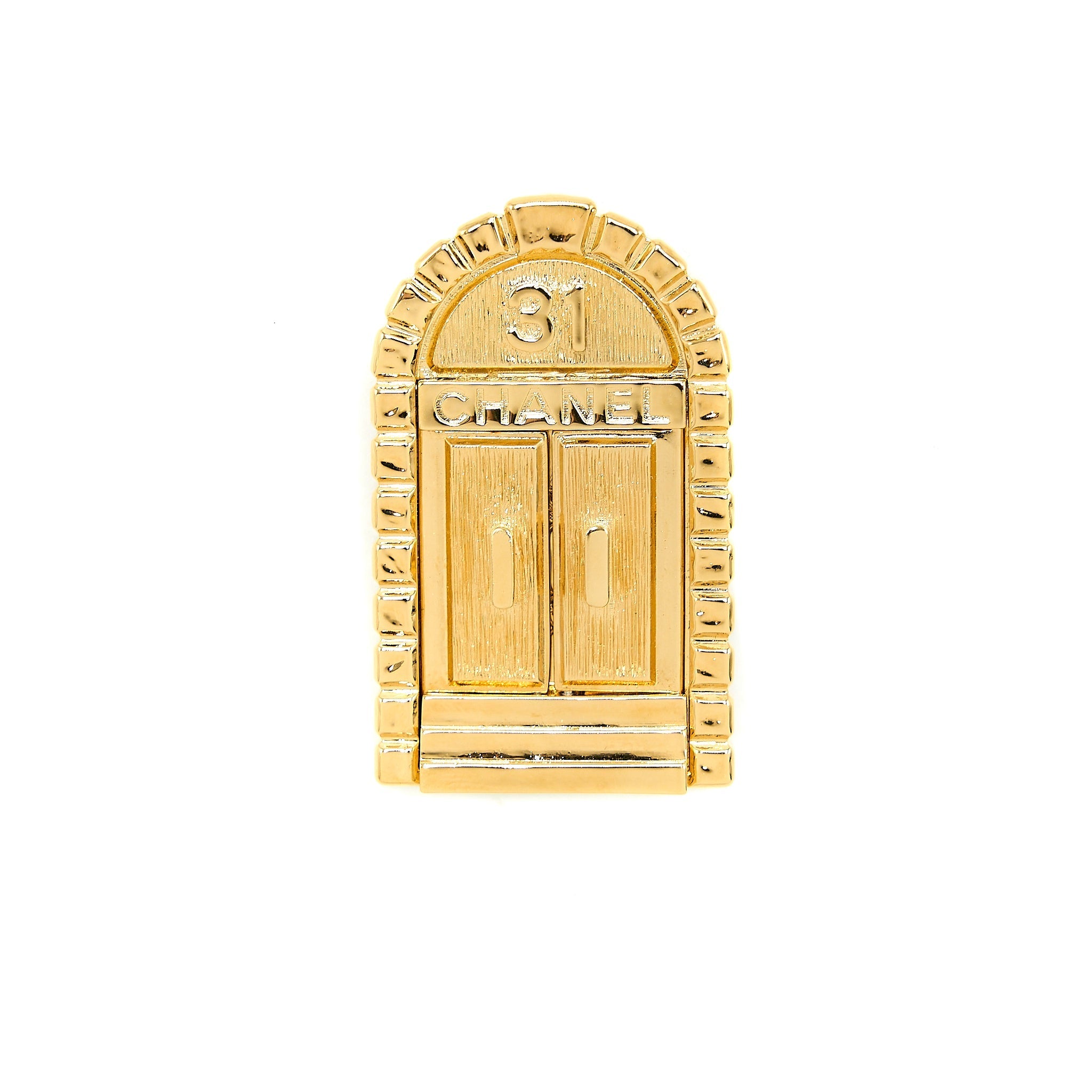 CHANEL 31 DOORPLATE DOOR BROOCH GOLD TONE
