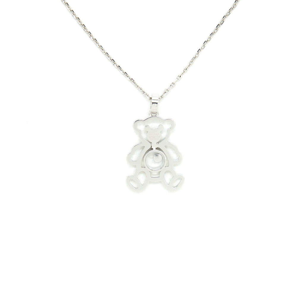 CHOPARD HAPPY DIAMONDS TEDDY BEAR PENDANT NECKLACE IN WHITE GOLD
