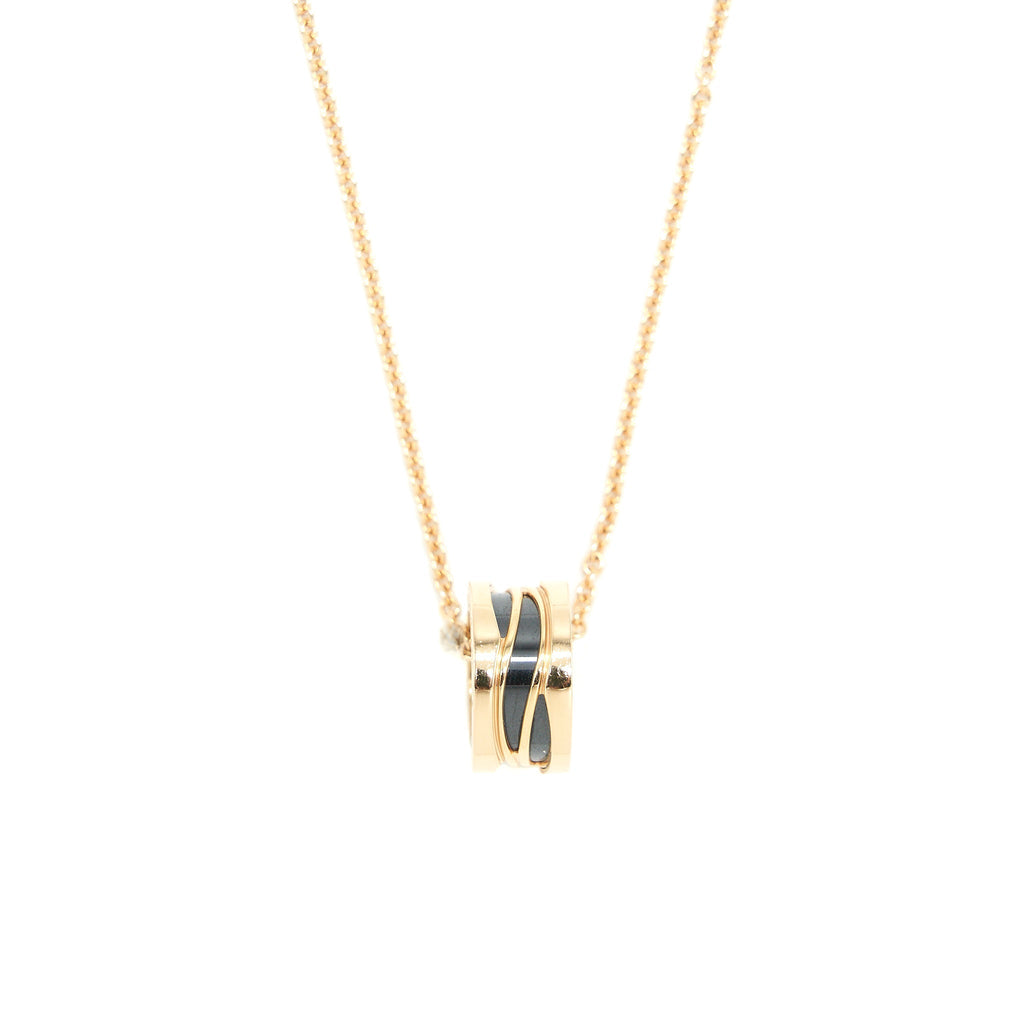 BVLGARI B.ZERO NECKLACE PINK GOLD BLACK CERAMIC