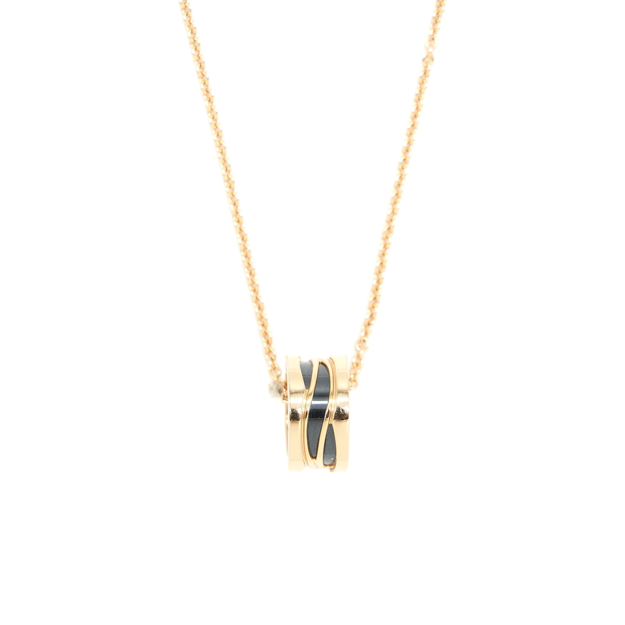 BVLGARI B.ZERO NECKLACE PINK GOLD BLACK CERAMIC