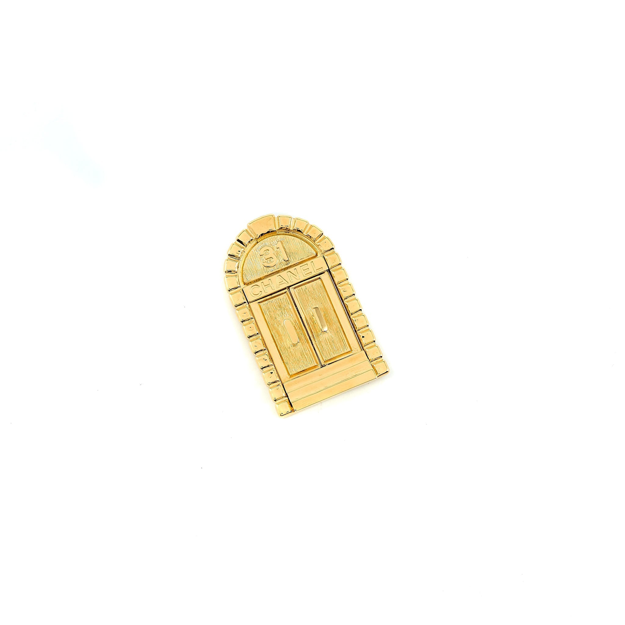 CHANEL 31 DOORPLATE DOOR BROOCH GOLD TONE