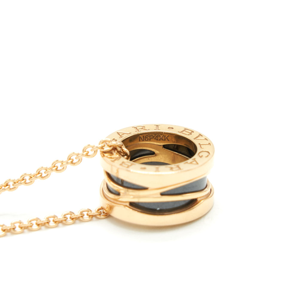 BVLGARI B.ZERO NECKLACE PINK GOLD BLACK CERAMIC