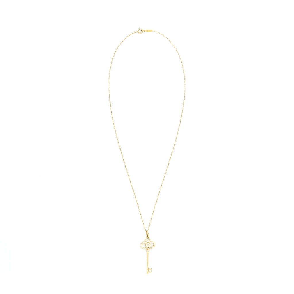 TIFFANY KEYS CROWN KEY PENDANT YELLOW GOLD WITH DIMONDS