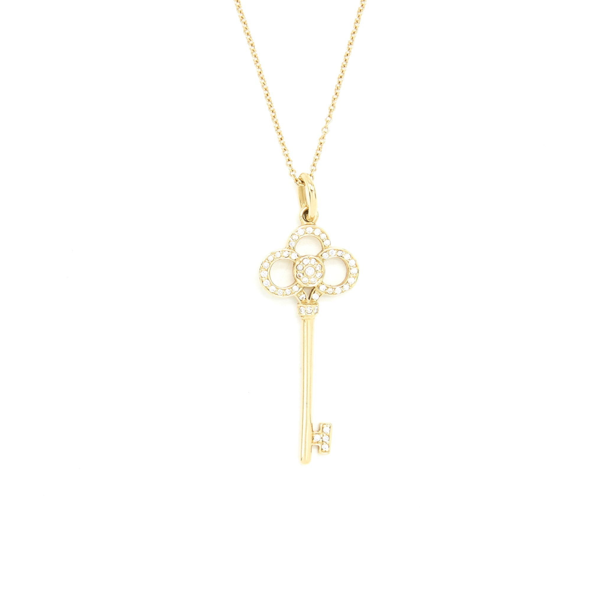 TIFFANY KEYS CROWN KEY PENDANT YELLOW GOLD WITH DIMONDS