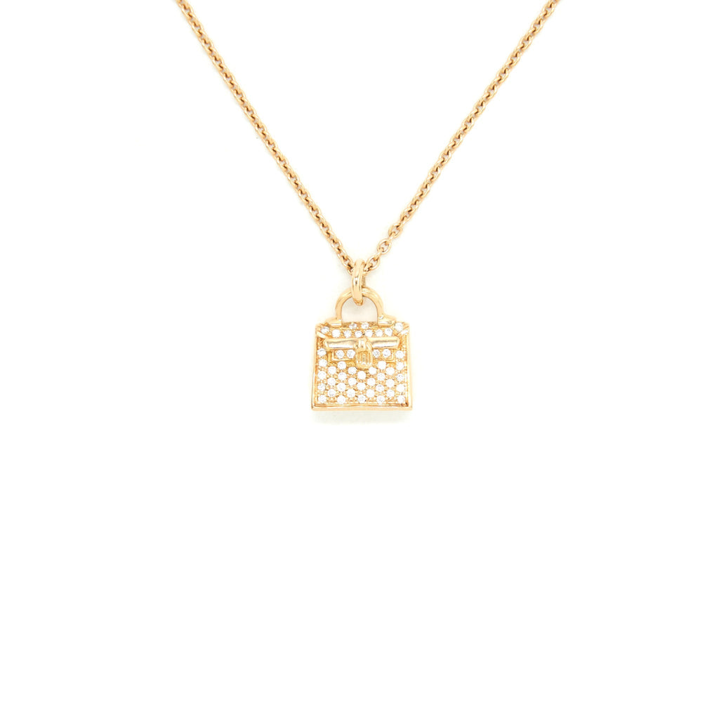 HERMES KELLY NECKLACE ROSEGOLD WITH DIAMONDS OLD VERSION