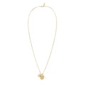 CHANEL 21A METAL PLATE AND CRYSTAL NECKLACE BRUSHED GOLD TONE