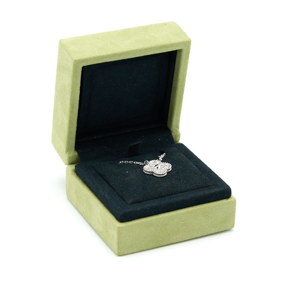 VAN CLEEF & ARPELS VINTAGE ALHAMBRA PENDANT, WHITE GOLD WITH DIAMONDS