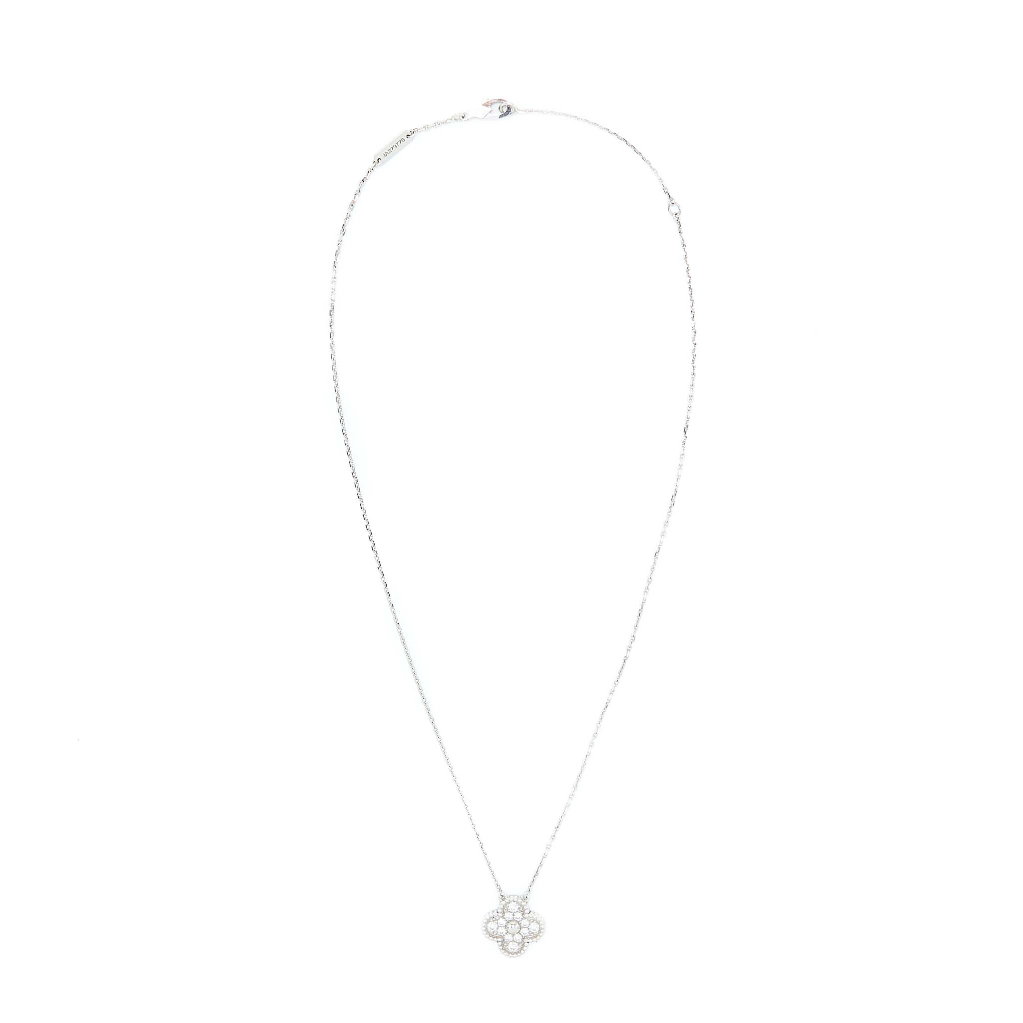VAN CLEEF & ARPELS VINTAGE ALHAMBRA PENDANT, WHITE GOLD WITH DIAMONDS