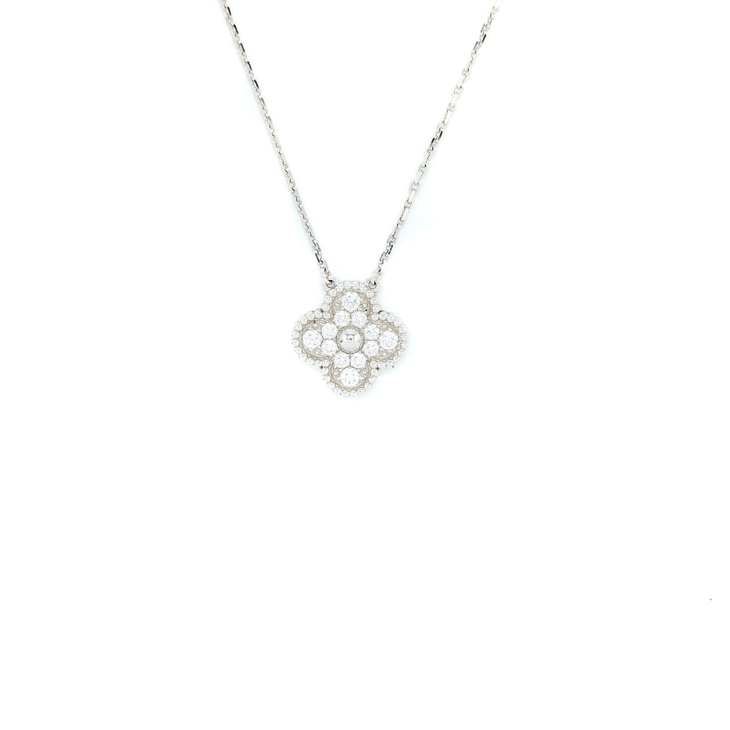 VAN CLEEF & ARPELS VINTAGE ALHAMBRA PENDANT, WHITE GOLD WITH DIAMONDS