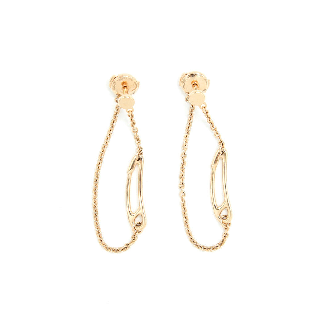 HERMES CHAINE D'ANCRE MINI PUNK EARRINGS ROSE GOLD