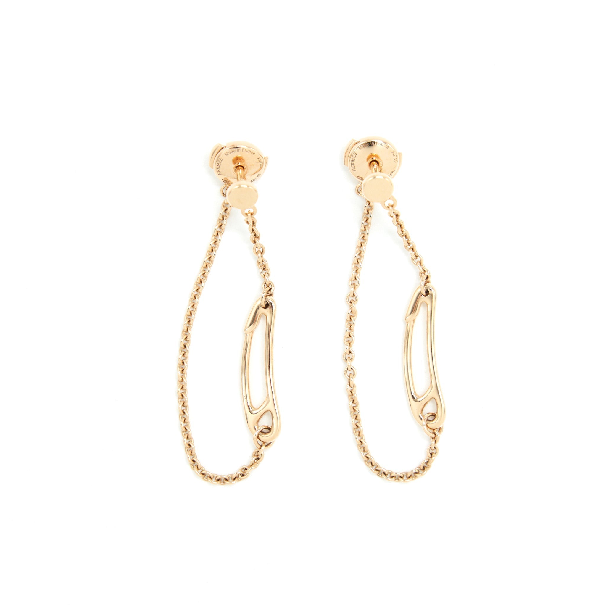 HERMES CHAINE D'ANCRE MINI PUNK EARRINGS ROSE GOLD