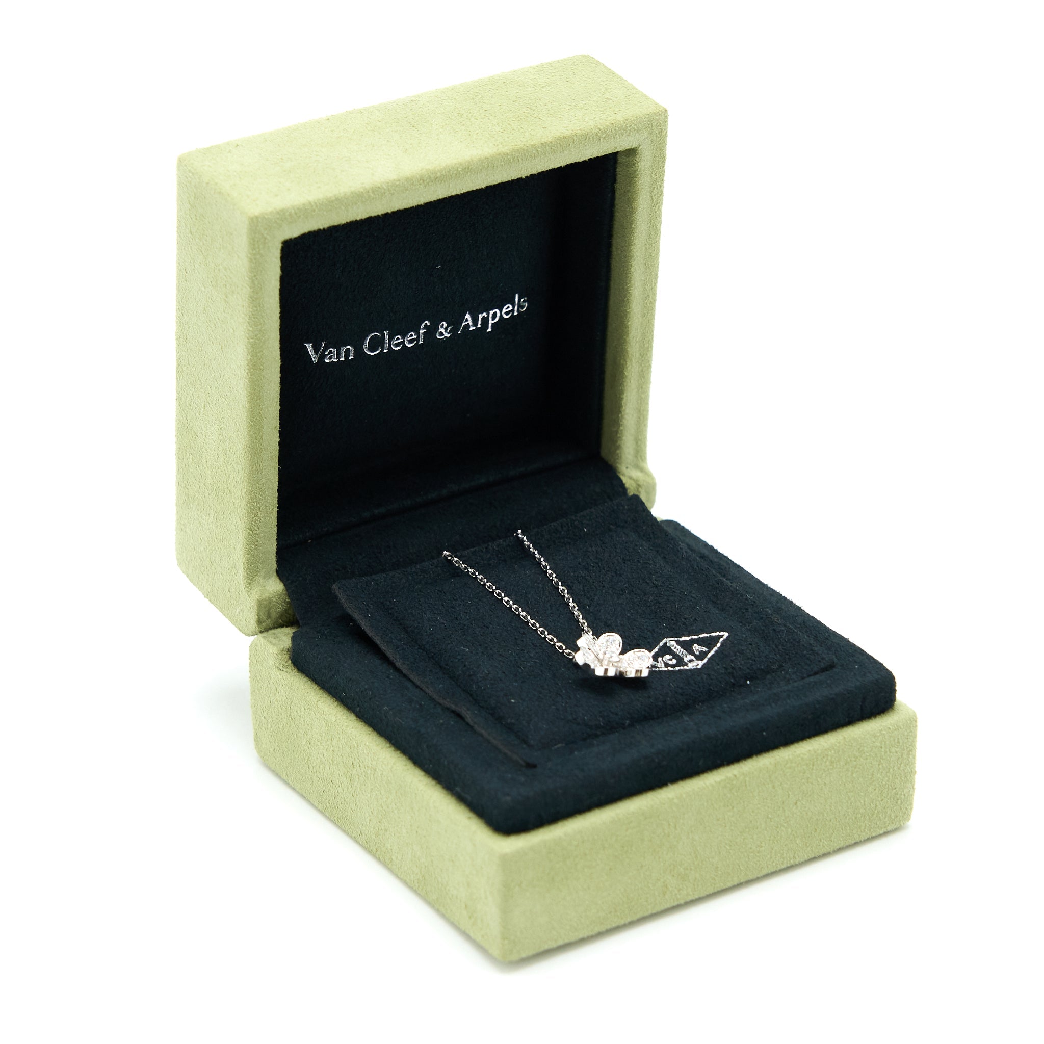 VAN CLEEF & ARPELS MINI MODEL FRIVOLE NECKLACE WHITE GOLD DIAMONDS
