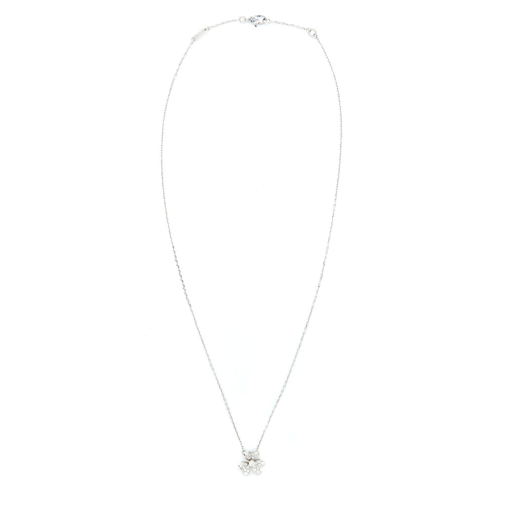 VAN CLEEF & ARPELS MINI MODEL FRIVOLE NECKLACE WHITE GOLD DIAMONDS