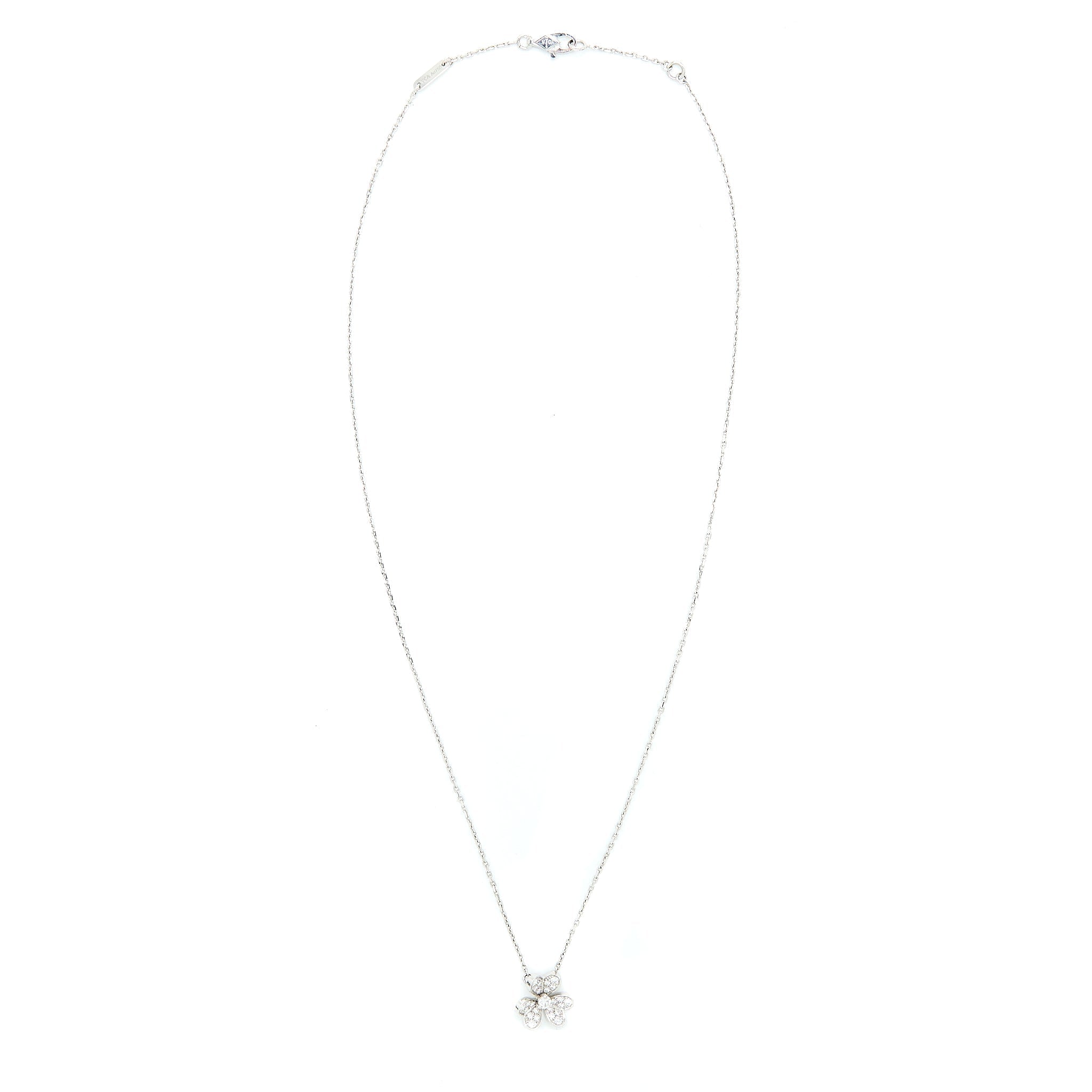 VAN CLEEF & ARPELS MINI MODEL FRIVOLE NECKLACE WHITE GOLD DIAMONDS