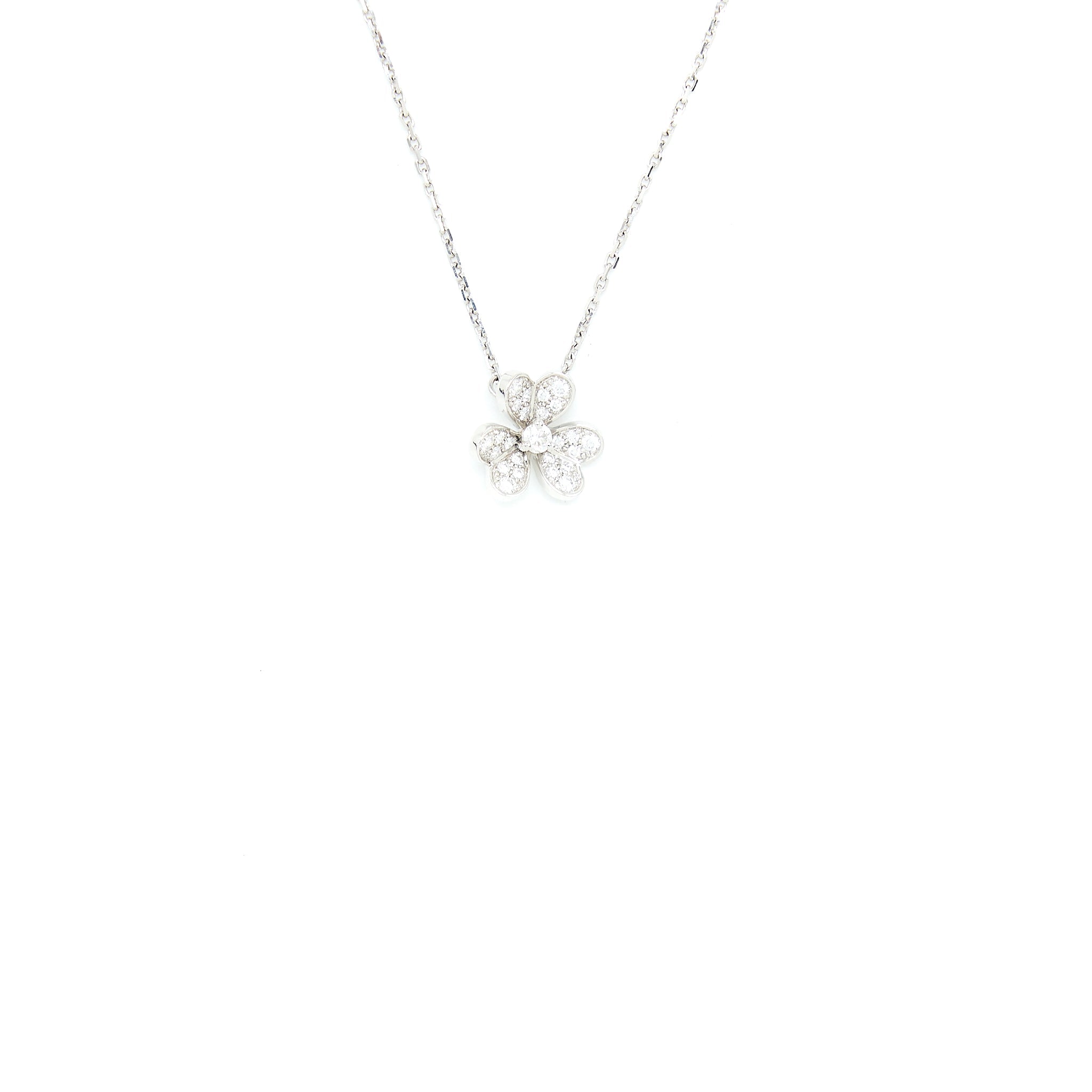 VAN CLEEF & ARPELS MINI MODEL FRIVOLE NECKLACE WHITE GOLD DIAMONDS