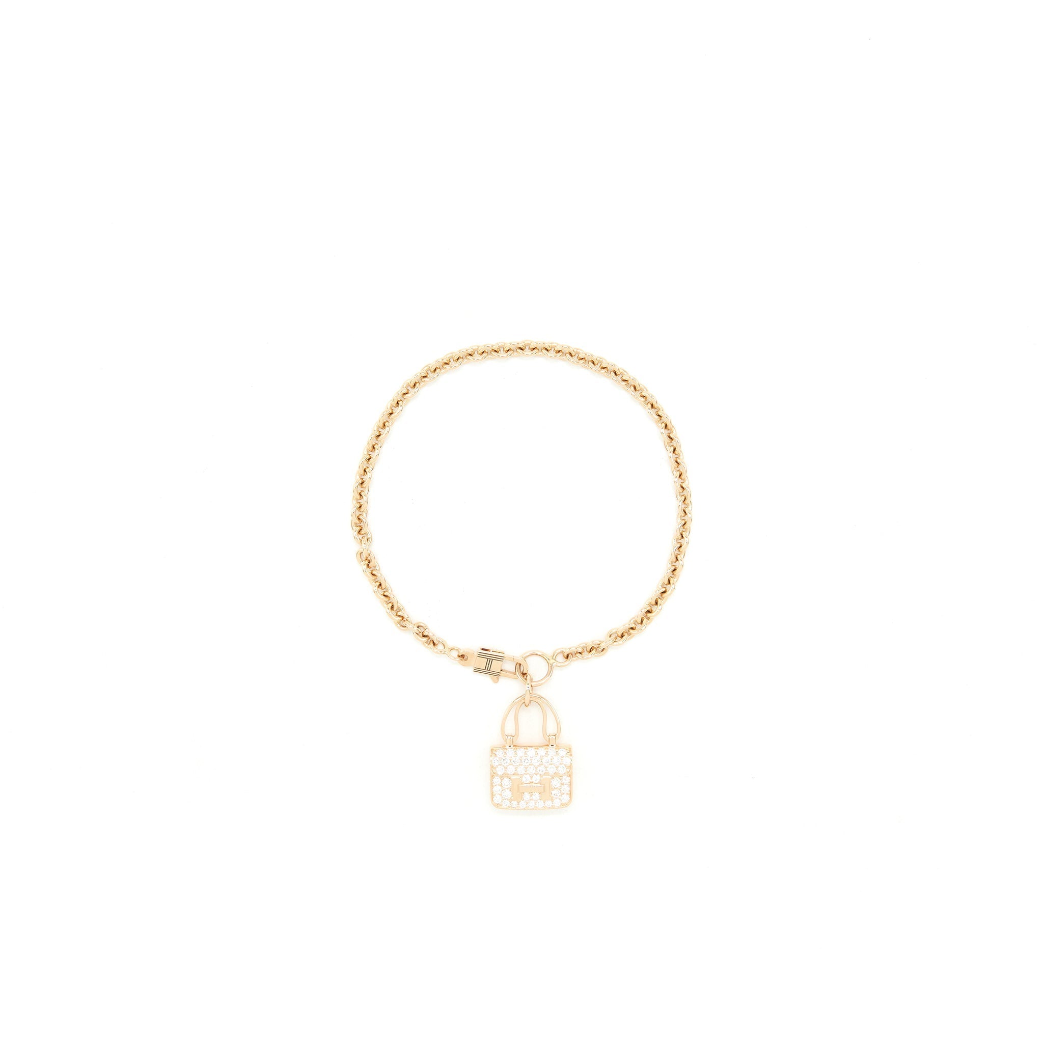 HERMES AMULETTES CONSTANCE BRACELET ROSE GOLD WITH DIAMONDS