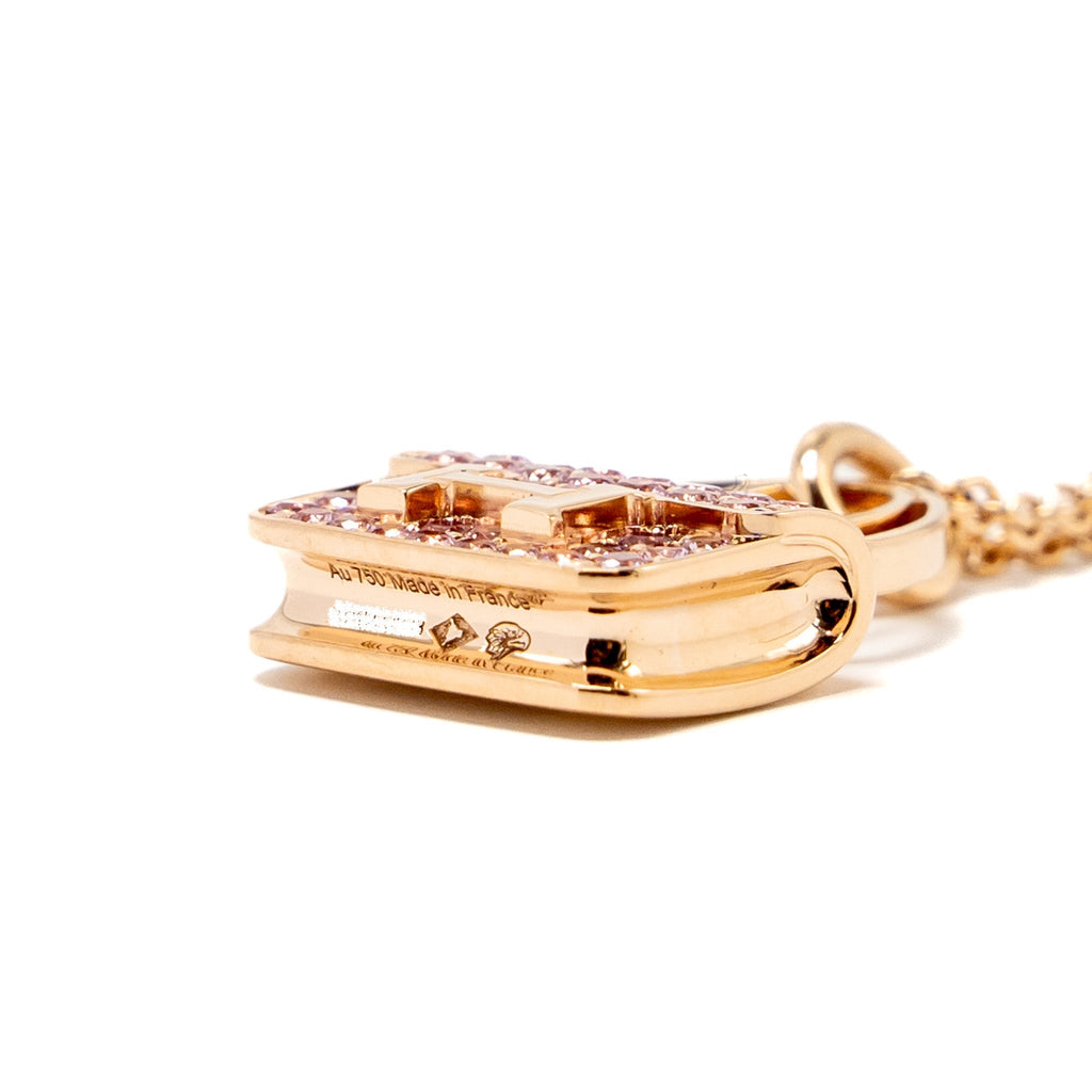 HERMES AMULETTES CONSTANCE PENDANT ROSE GOLD/ PINK SAPPHIRE GEMSTONES