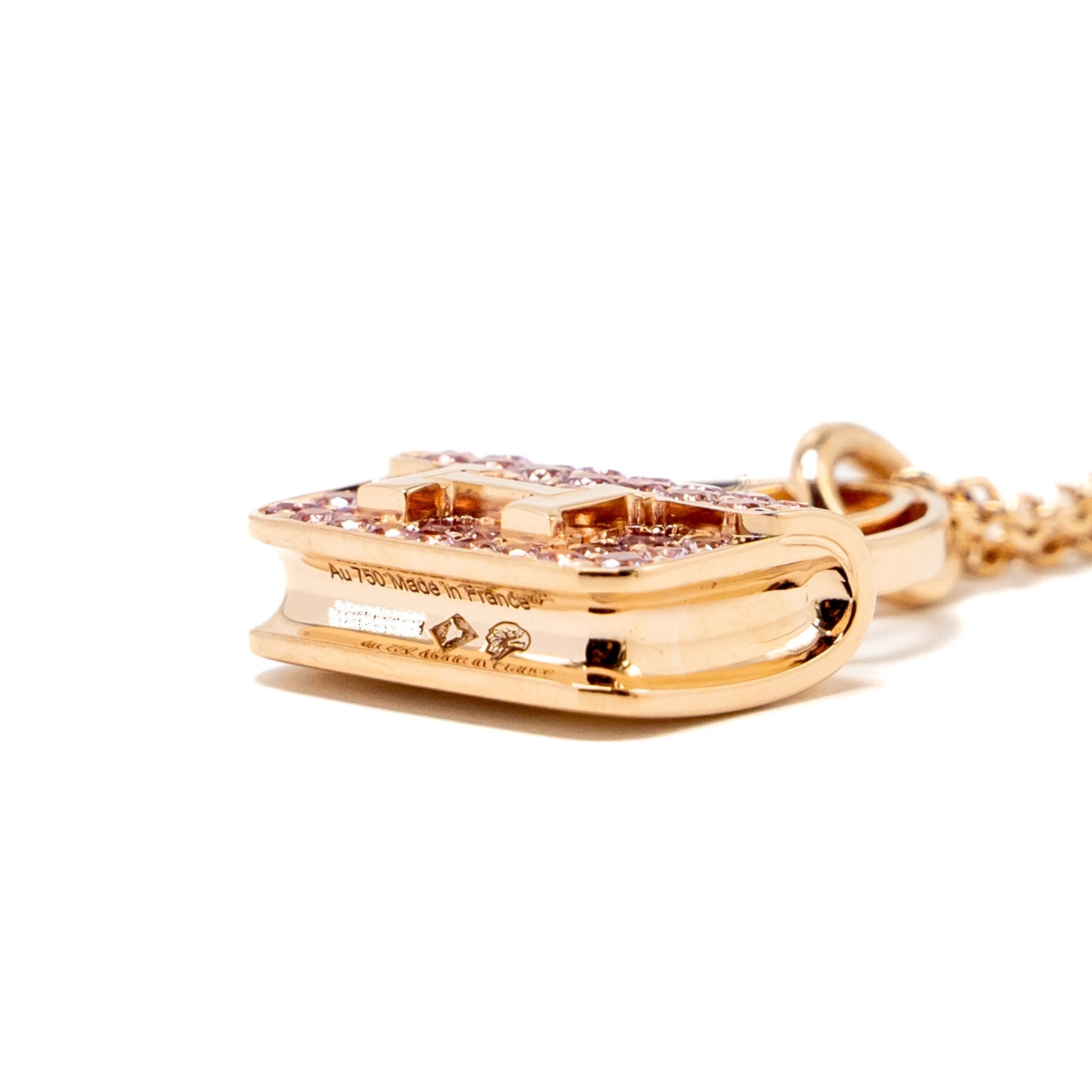 HERMES AMULETTES CONSTANCE PENDANT ROSE GOLD/ PINK SAPPHIRE GEMSTONES