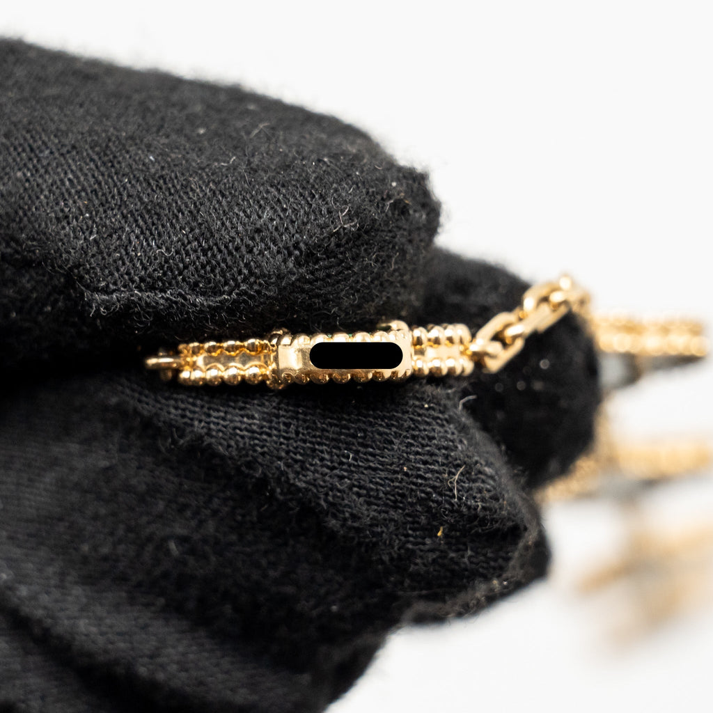 VAN CLEEF AND ARPELSS VINTAGE ALHAMBRA BRACELET 5 MOTIF, YELLOW GOLD, MALACHITE