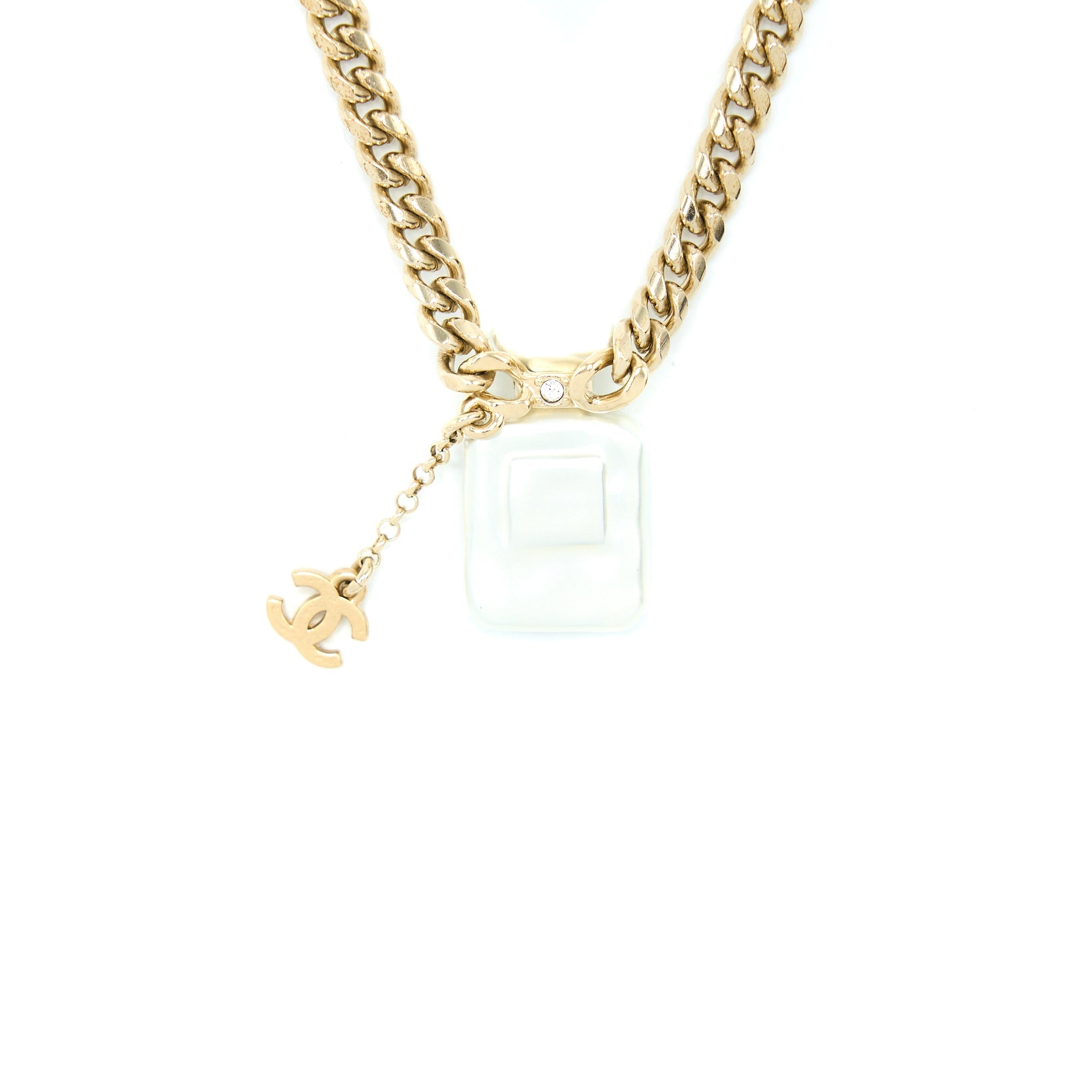 CHANEL NO.5 PERFUME BOTTLE CHOKER/NECKLACE CRYSTAL/PEARL LGHW