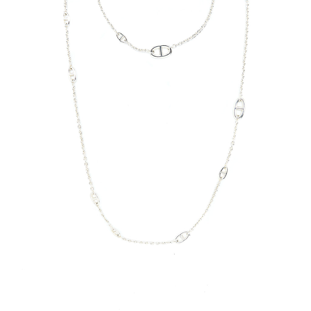 HERMES 160CM FARANDOLE LONG NECKLACE SILVER TONE