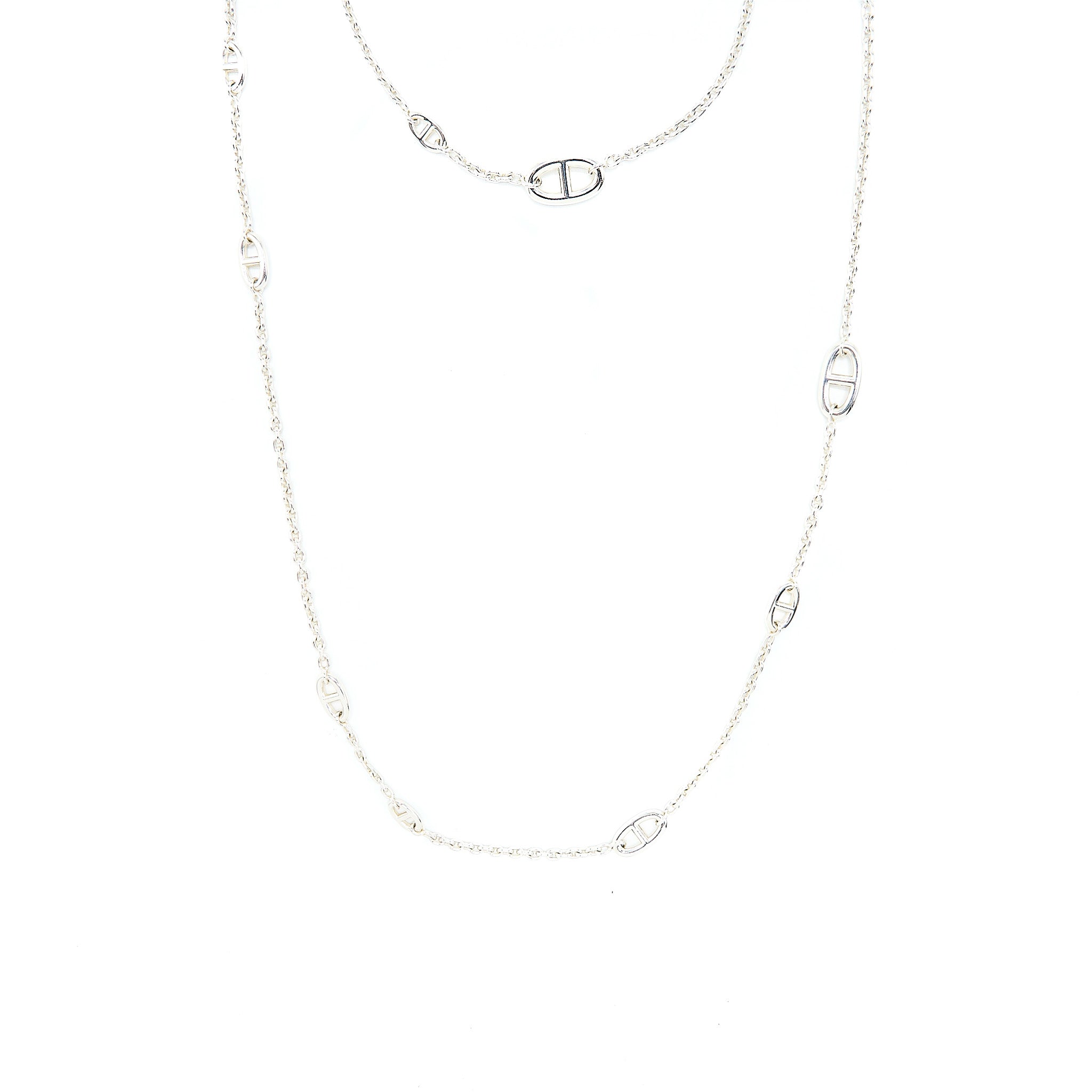 HERMES 160CM FARANDOLE LONG NECKLACE SILVER TONE