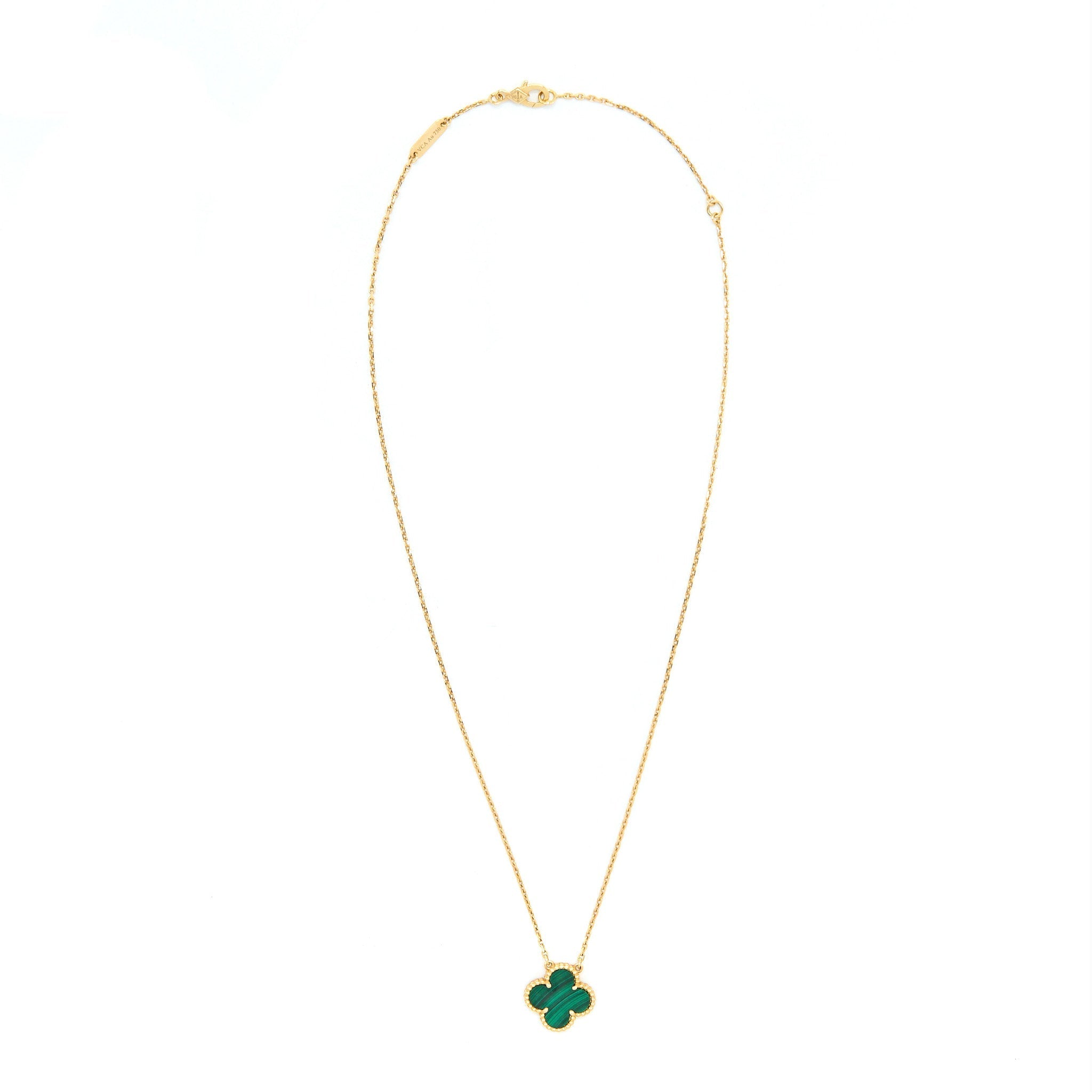 VAN CLEEF & ARPELS VINTAGE ALHAMBRA PENDANT 18K YELLOW GOLD MALACHITE