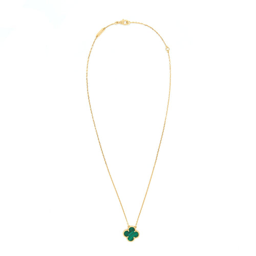 VAN CLEEF & ARPELS VINTAGE ALHAMBRA PENDANT 18K YELLOW GOLD MALACHITE