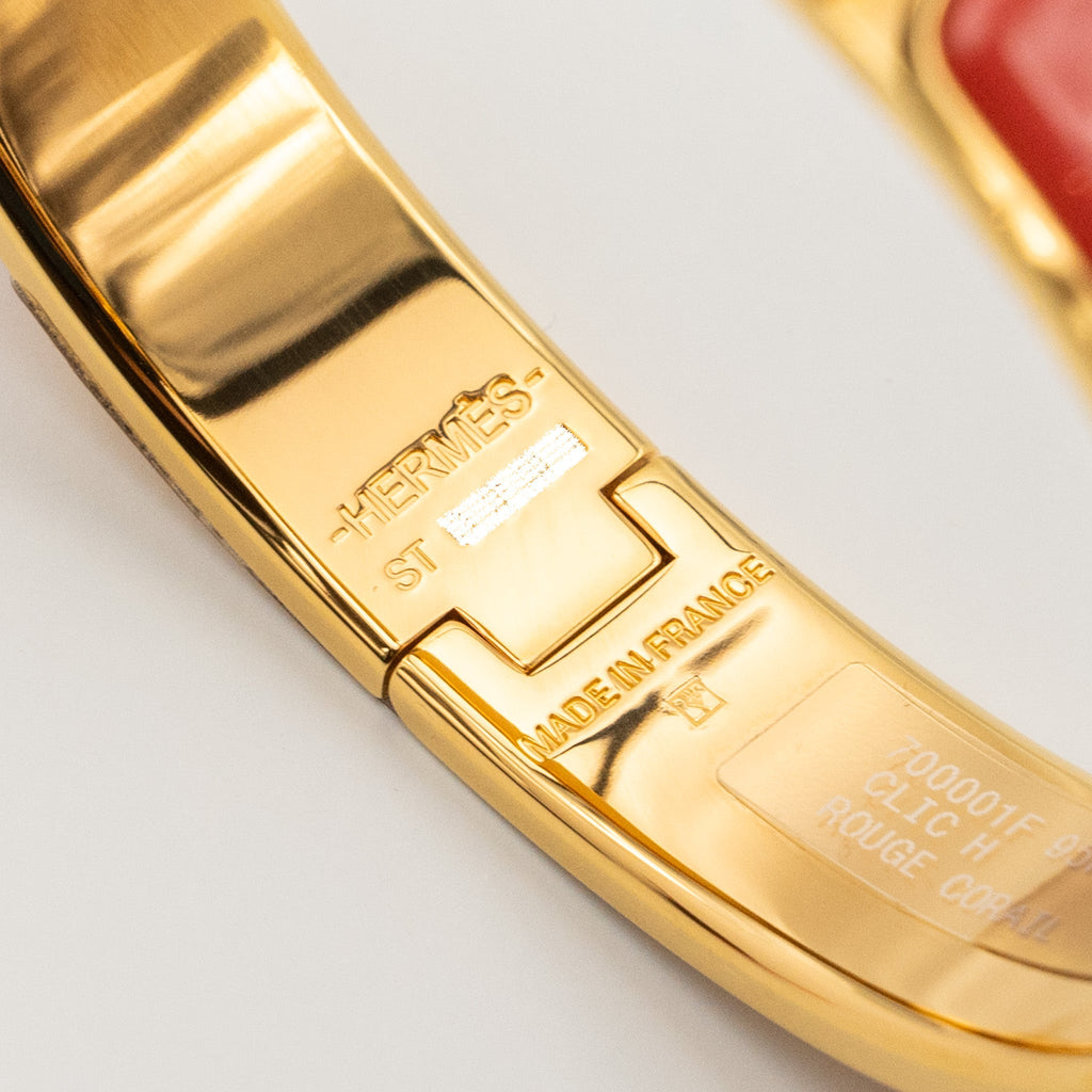 HERMES CLIC H BRACELET ROUGE CORAIL GHW