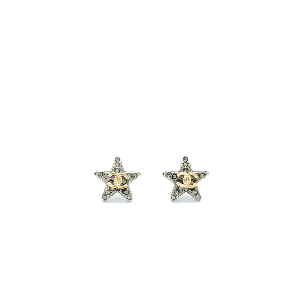 CHANEL CRYSTAL CC STAR EARRINGS