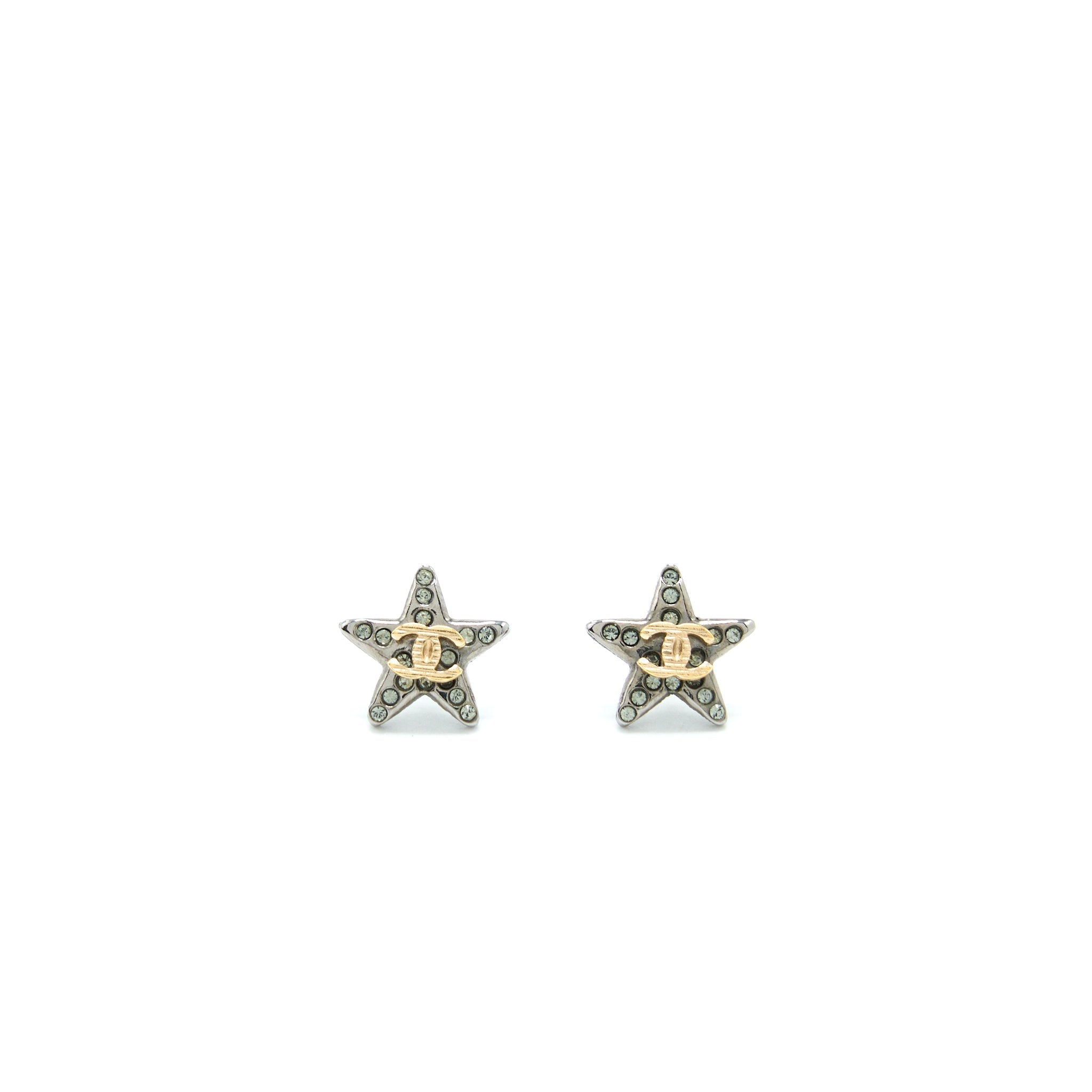 CHANEL CRYSTAL CC STAR EARRINGS