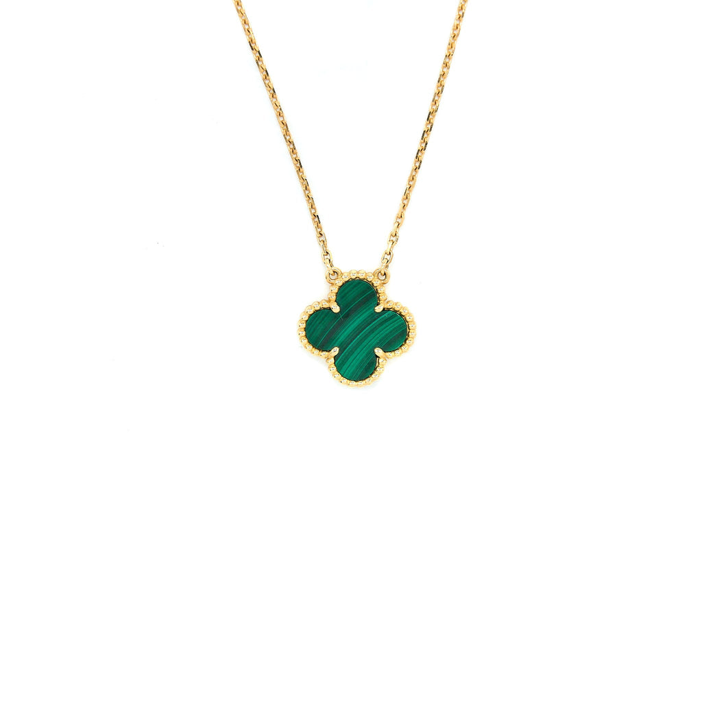 VAN CLEEF & ARPELS VINTAGE ALHAMBRA PENDANT 18K YELLOW GOLD MALACHITE