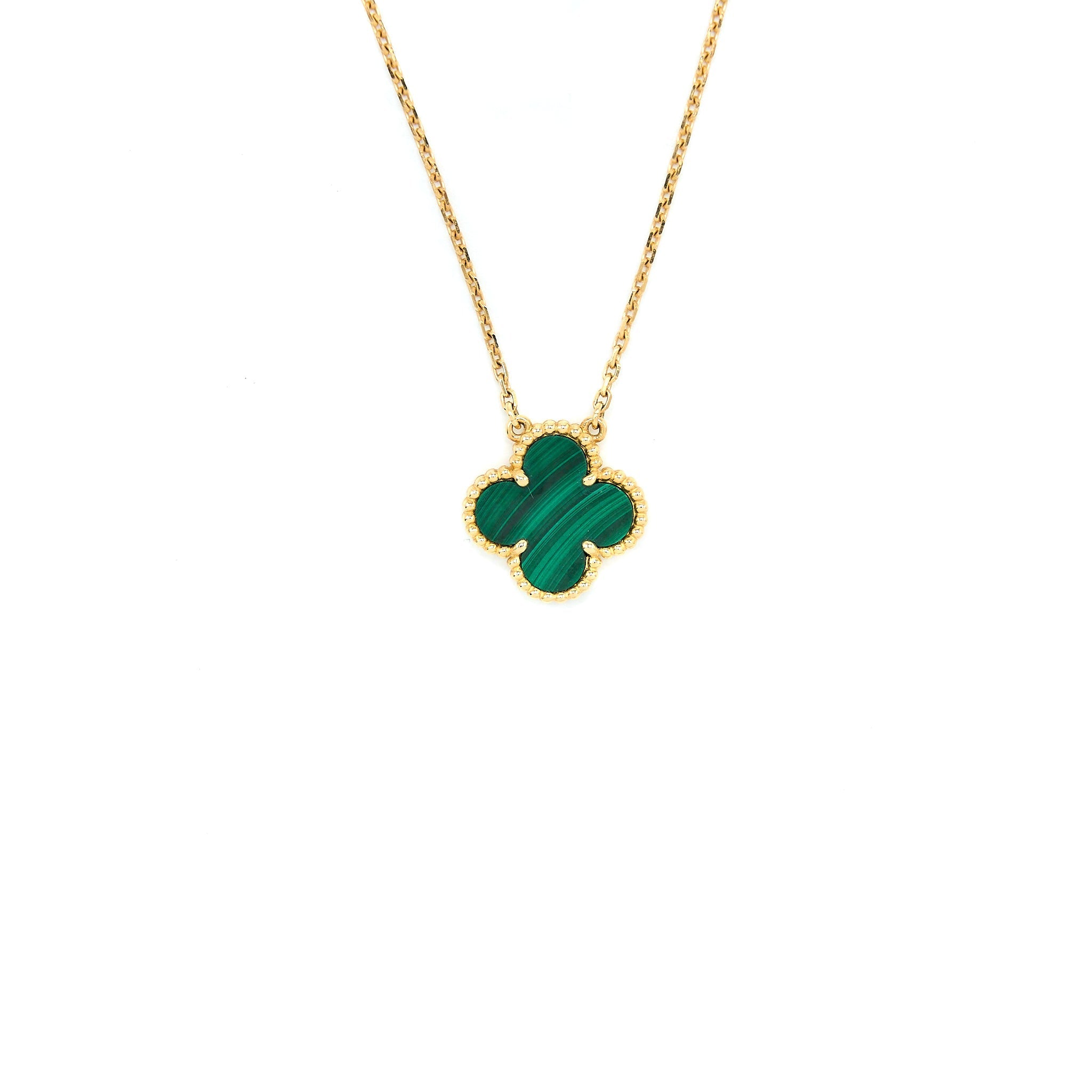 VAN CLEEF & ARPELS VINTAGE ALHAMBRA PENDANT 18K YELLOW GOLD MALACHITE