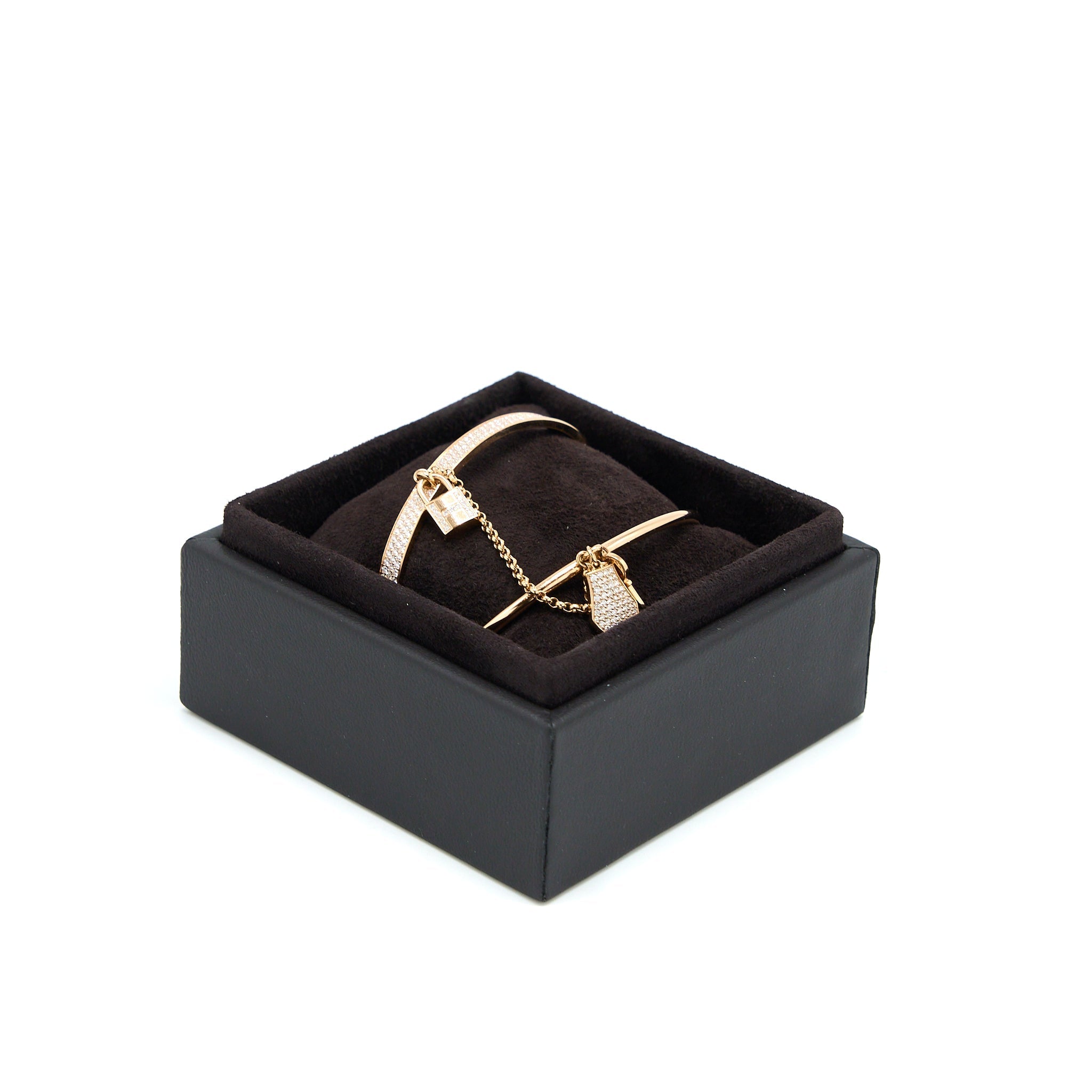 HERMES DOUBLE KELLY CLOCHETTE BRACELET WITH DIAMONDS ROSE GOLD