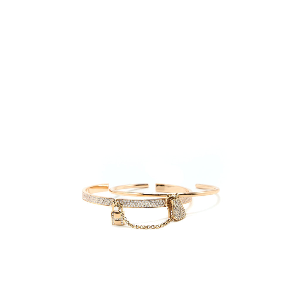 HERMES DOUBLE KELLY CLOCHETTE BRACELET WITH DIAMONDS ROSE GOLD