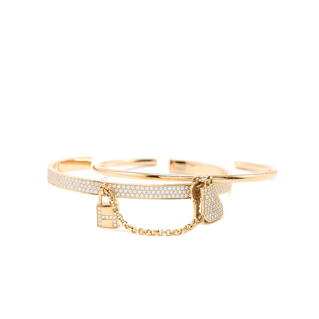 HERMES DOUBLE KELLY CLOCHETTE BRACELET WITH DIAMONDS ROSE GOLD