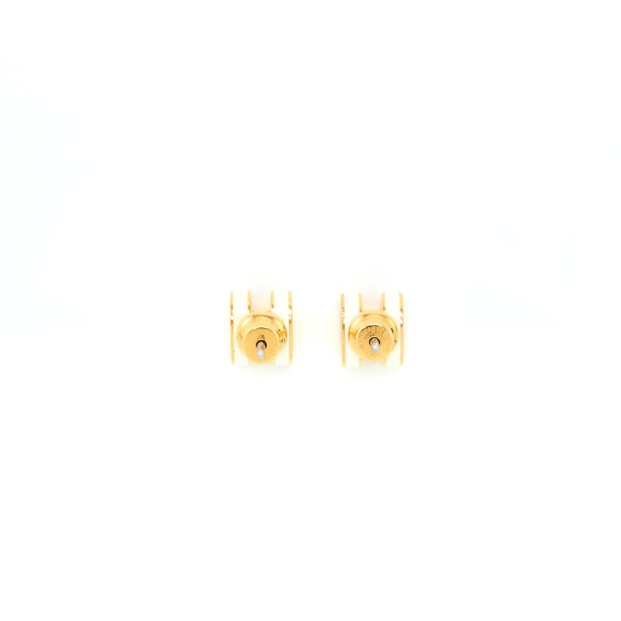 HERMES MINI POP H EARRINGS BLANC GHW