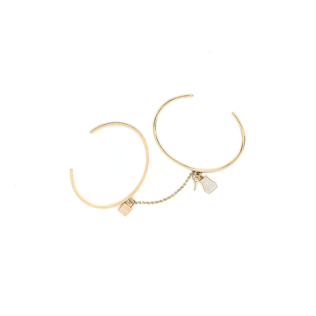 HERMES DOUBLE KELLY CLOCHETTE BRACELET WITH DIAMONDS ROSE GOLD
