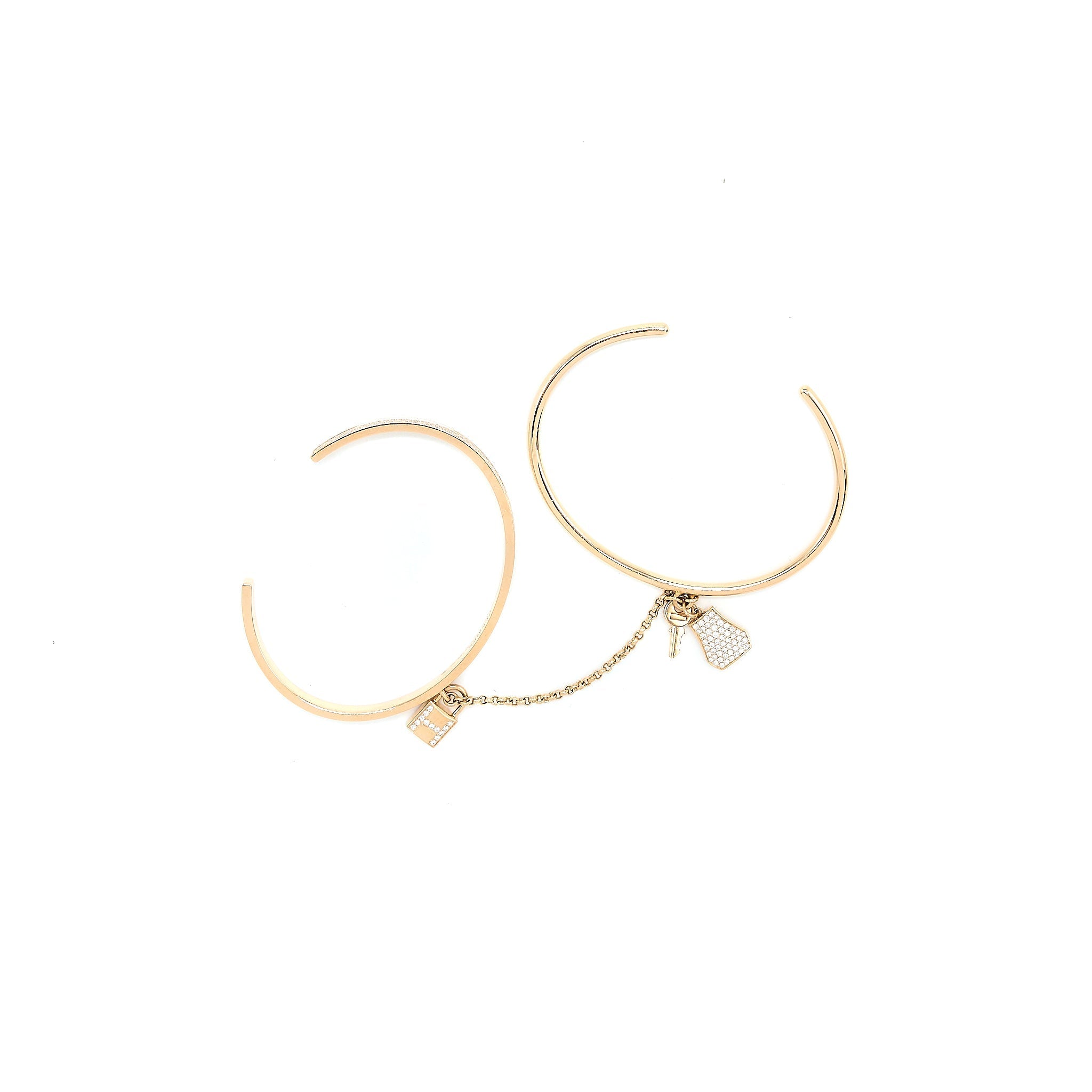 HERMES DOUBLE KELLY CLOCHETTE BRACELET WITH DIAMONDS ROSE GOLD