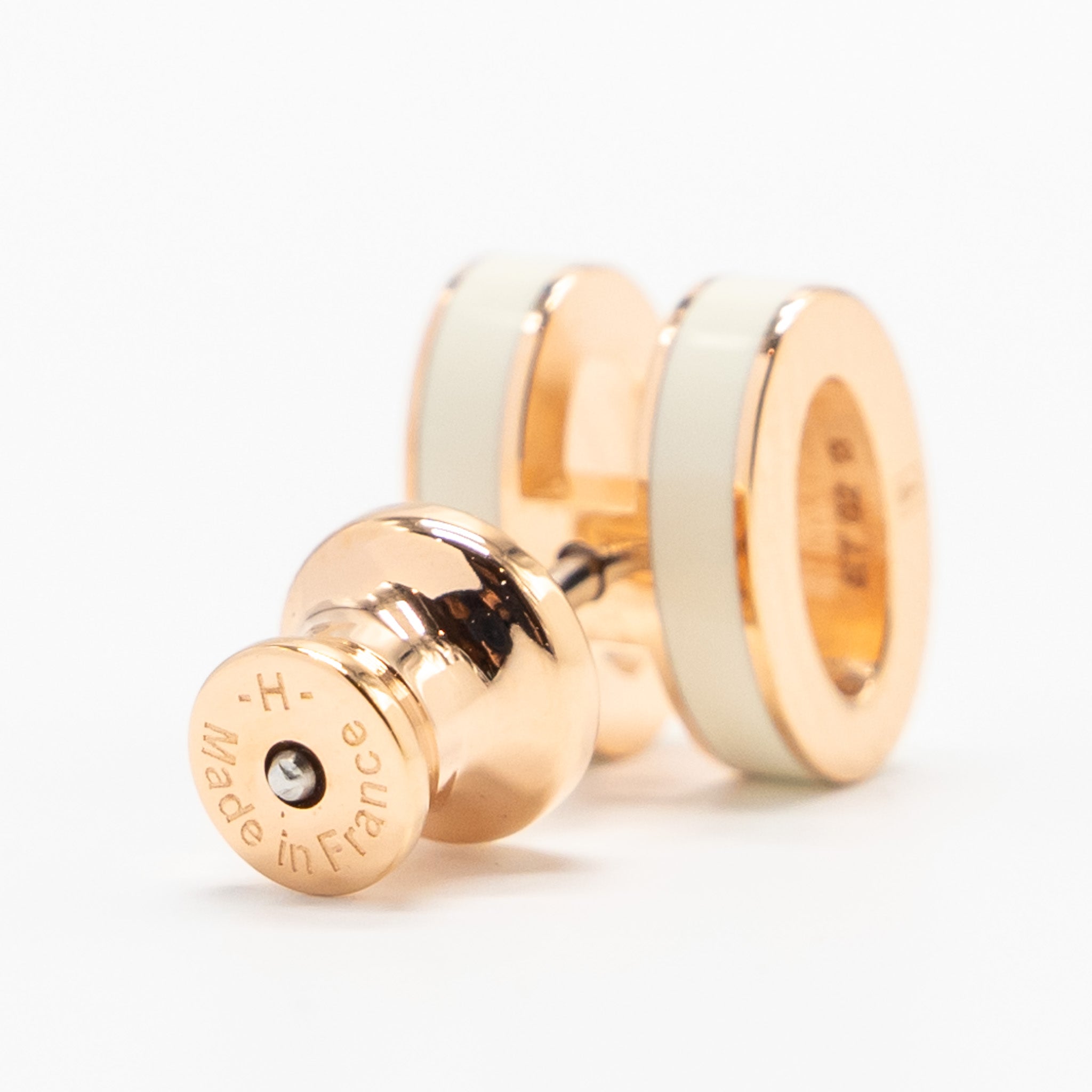 HERMES MINI POP H EARRINGS BLANC RGHW