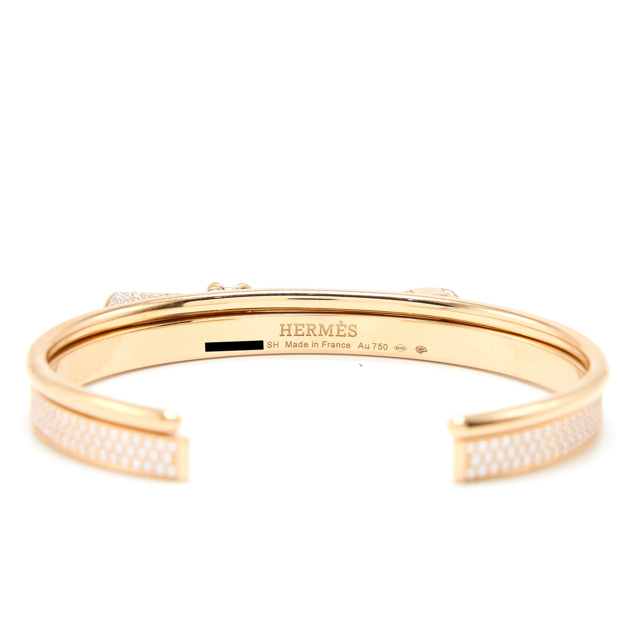 HERMES DOUBLE KELLY CLOCHETTE BRACELET WITH DIAMONDS ROSE GOLD