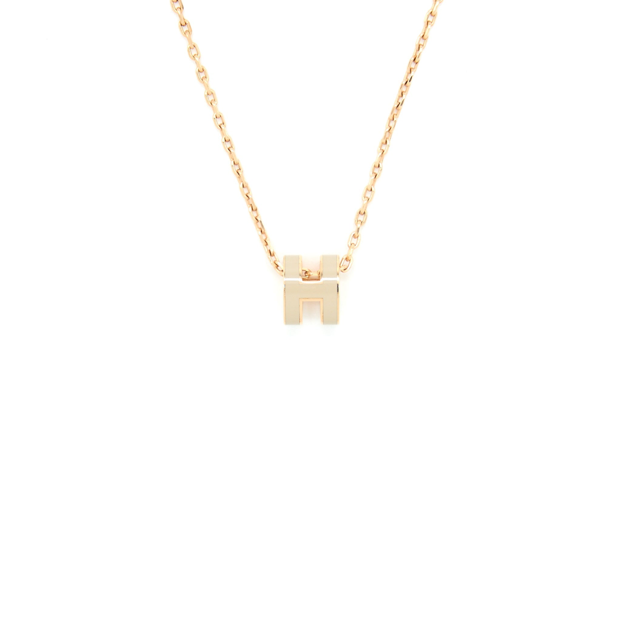 HERMES MINI POP H PENDANT MARRON GLACE ROSE GOLD