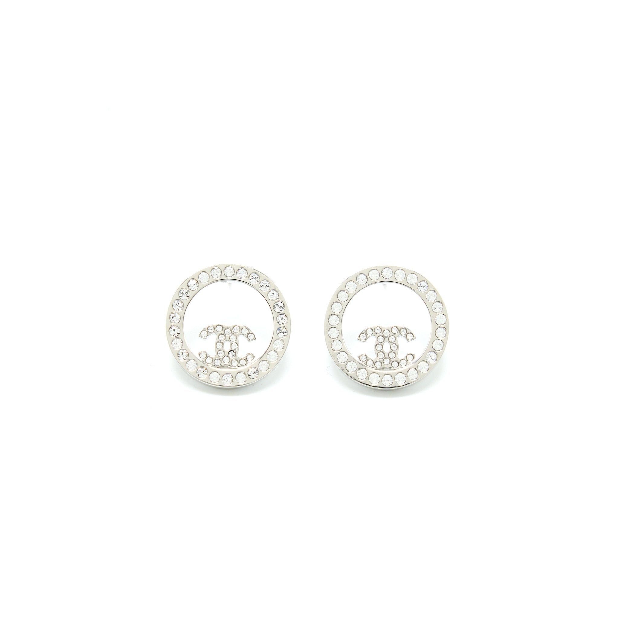 CHANEL ROUND CRYSTAL CC EARRINGS SHW